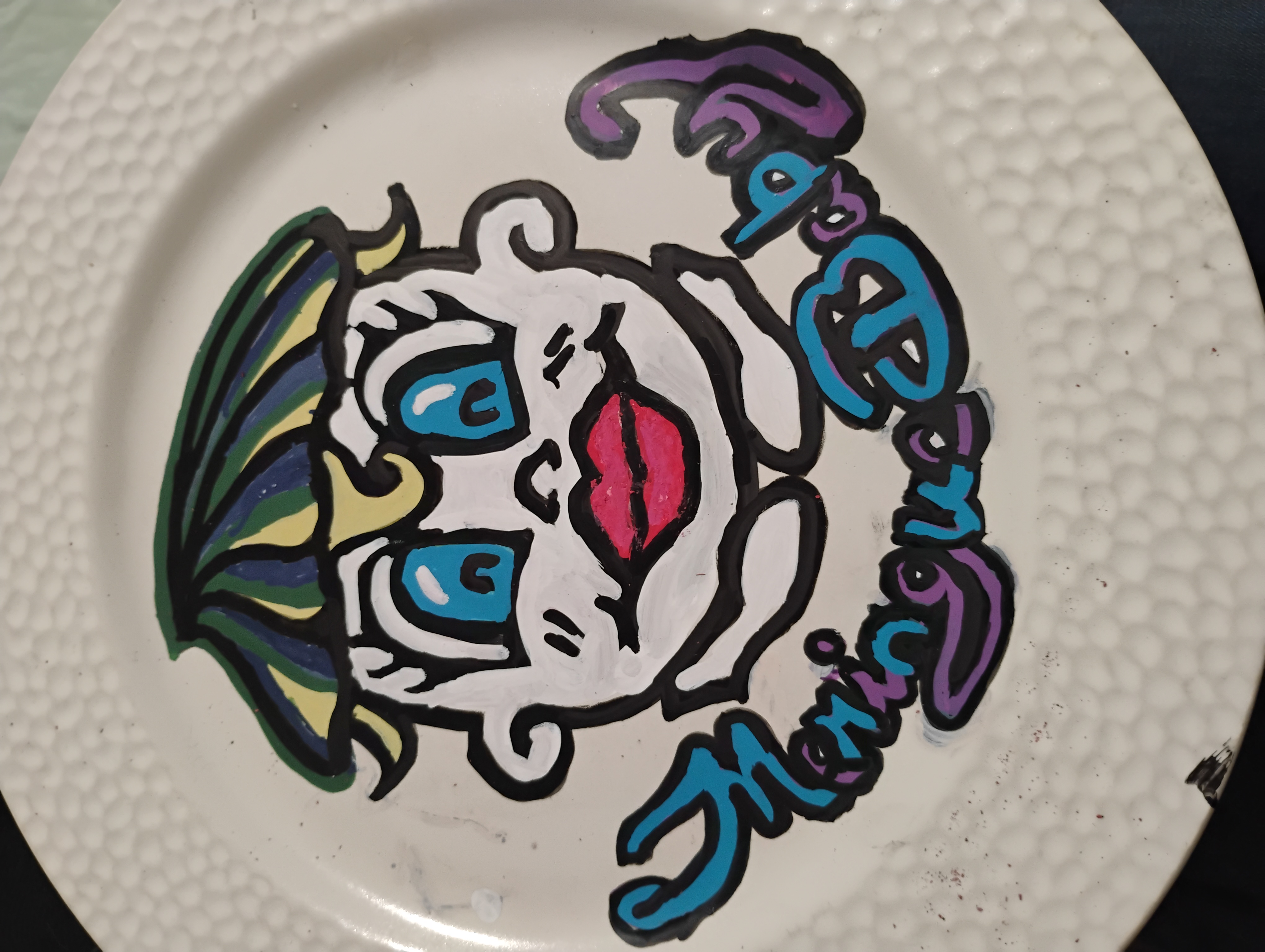 Hand-painted Meringue Baby logo designed by the owner's husband